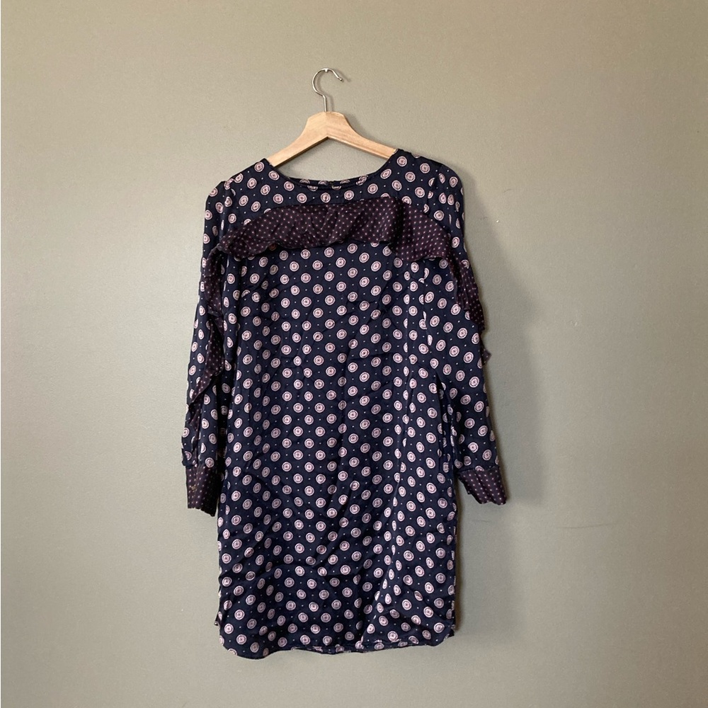 Geometric Patterned 100% Silk Sheath Dress with Pockets
